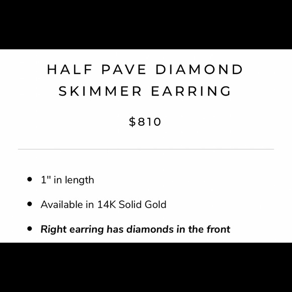 Half Pave Diamond Skimmer Earring - Picture 7 of 7